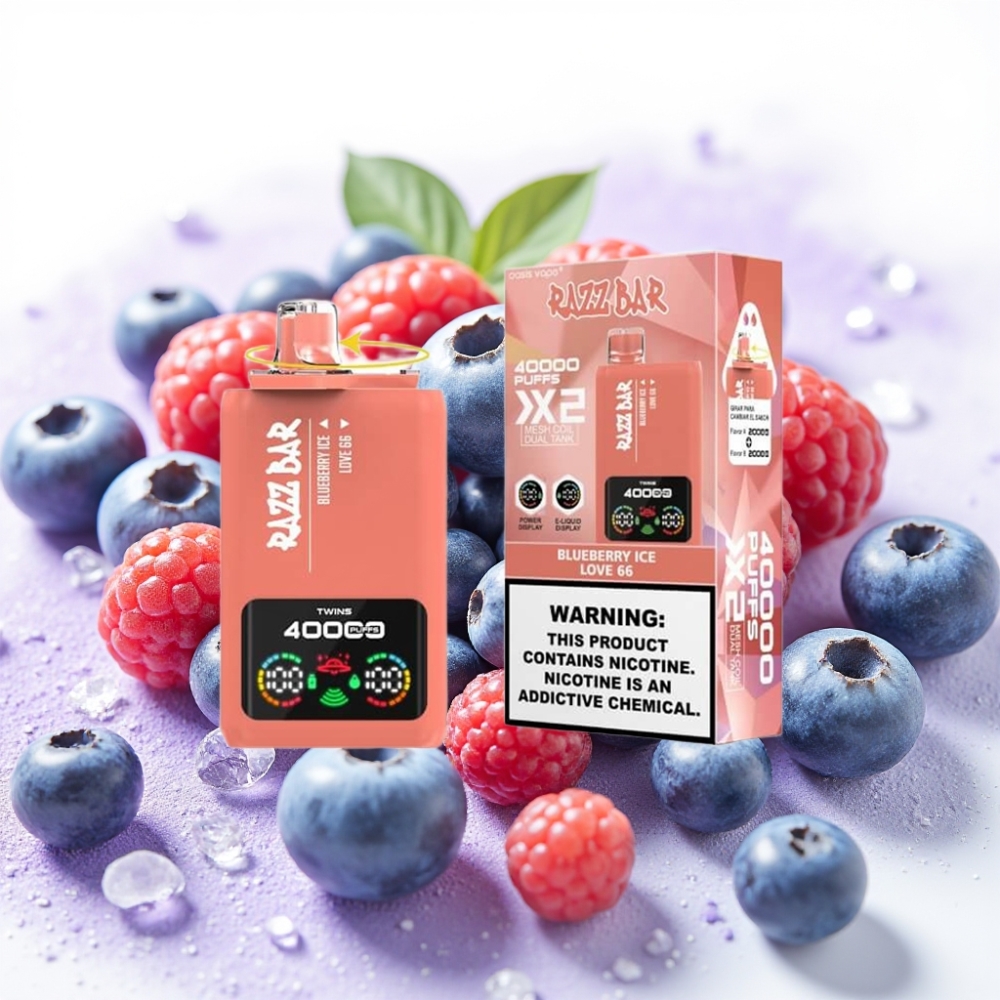Razz Bar 40000 Puffs Power Screen Blåbær Is & Kjærlighet 66