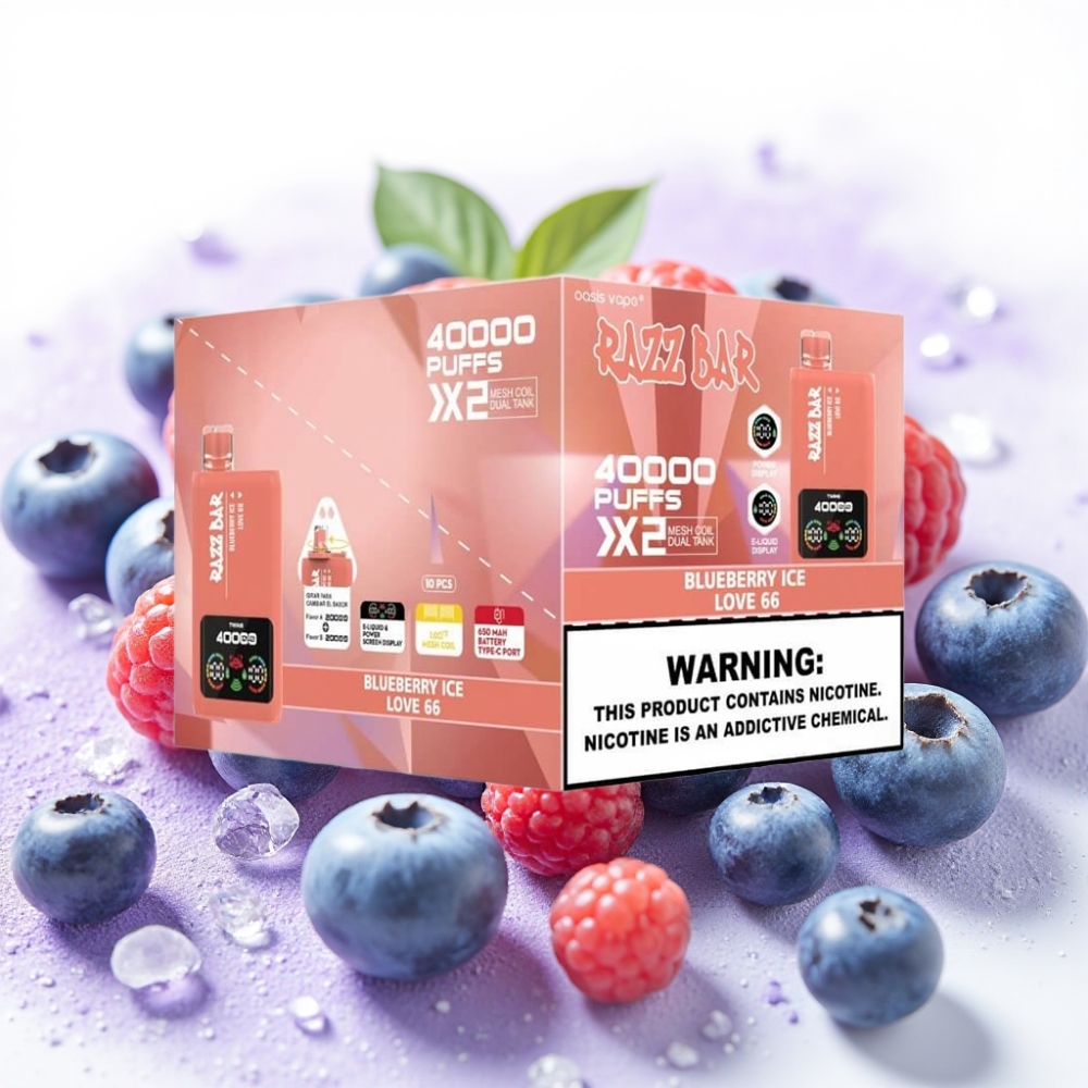 Razz Bar 40000 Puffs Power Screen Blåbær Is & Kjærlighet 66