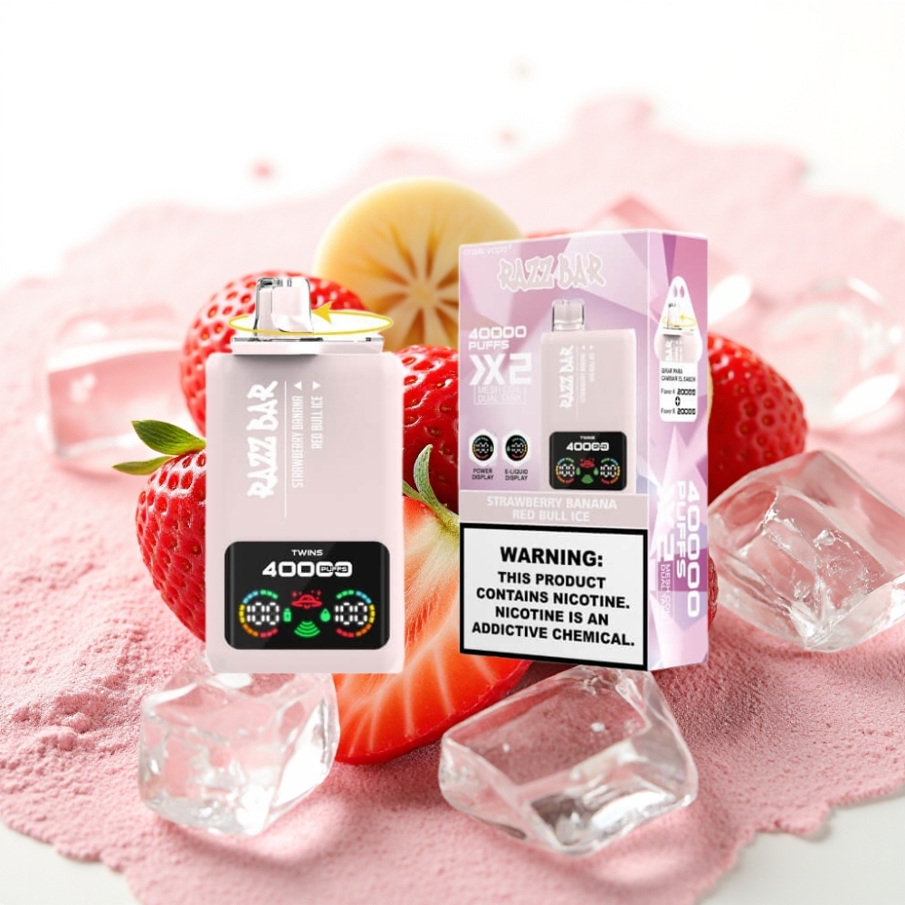 Razz Bar 40000 Puffs Power Skjerm Jordbær Banan & Red Bull Is