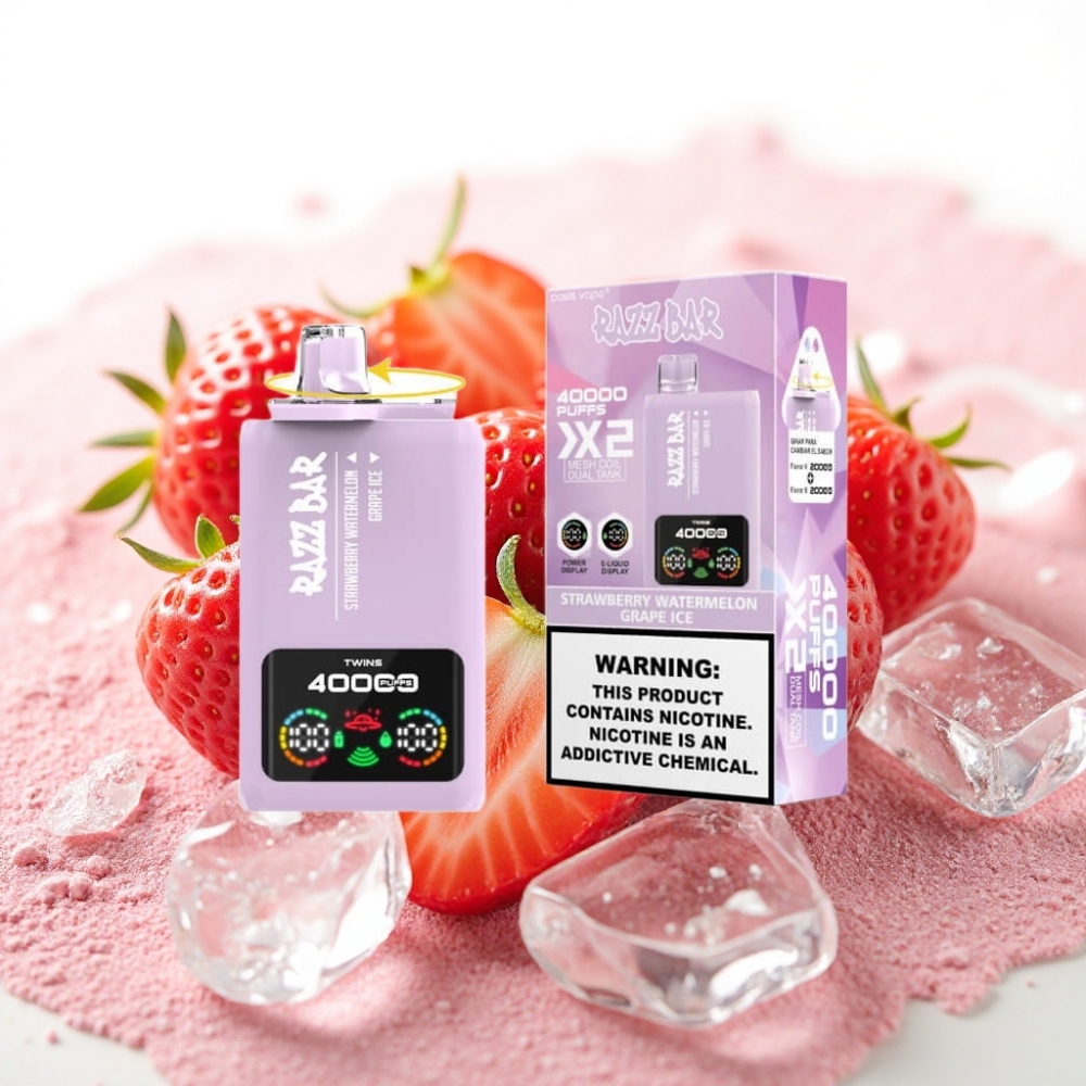 Razz Bar 40000 Puffs Power Skjerm Jordbær Vannmelon & Drue Is