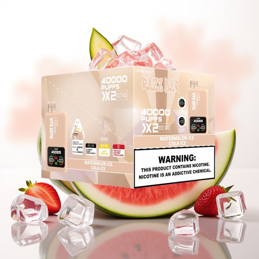 Razz Bar 40000 Puffs Power Skjerm Vannmelong Is & Cola Is