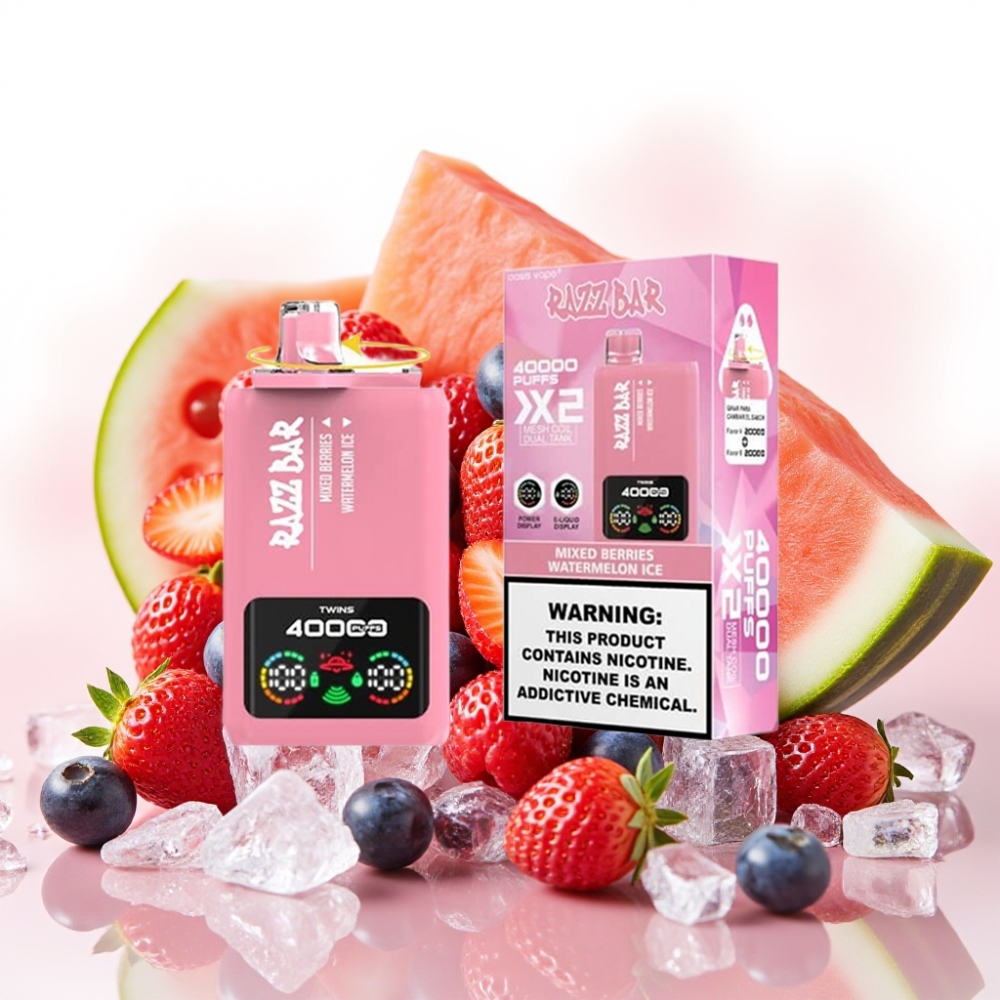 Razz Bar 40000 Puffs Skjerm & Blandede Bær & Vannmelon Is