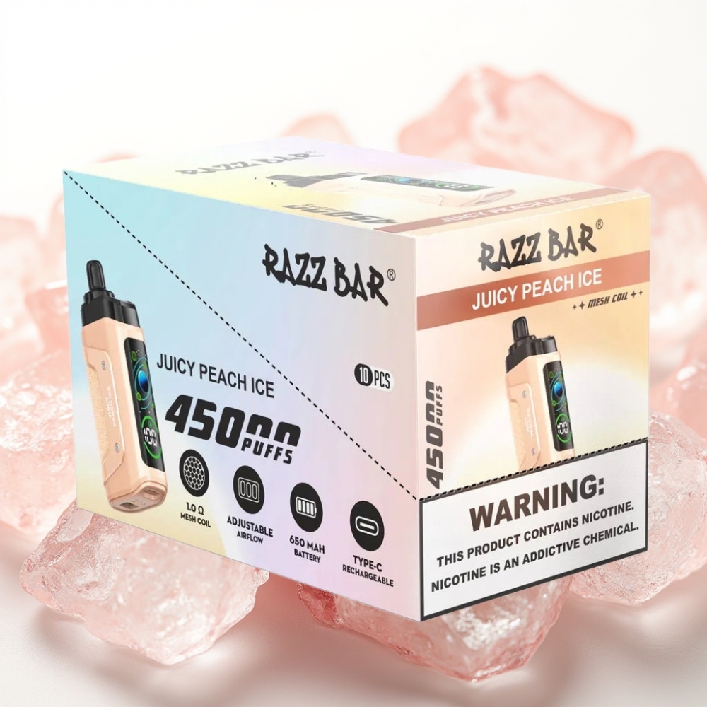Razz Bar 45000 Puffs Justerbar Luftstrøm Juicy Peach Is