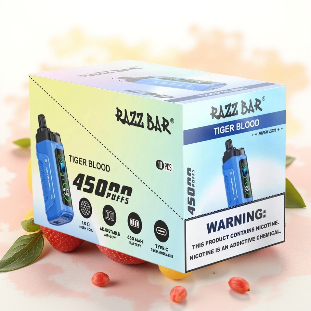 Razz Bar 45000 Puffs Tigerblod Justerbar Luftstrøm