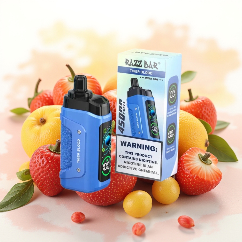 Razz Bar 45000 Puffs Tigerblod Justerbar Luftstrøm