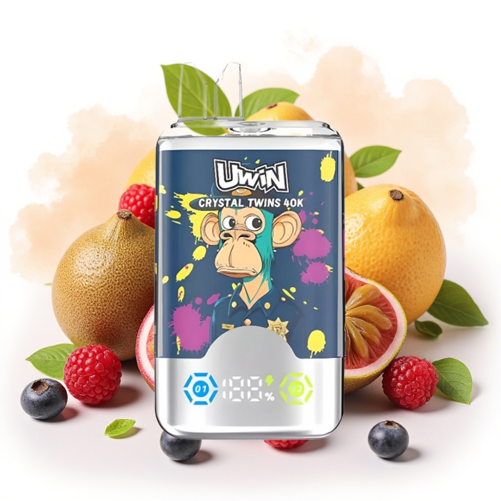 UWIN Crystal Twins 40000 Puffs 32ml Kiwi Pasjonsfrukt Guava Blåbær Bringebær
