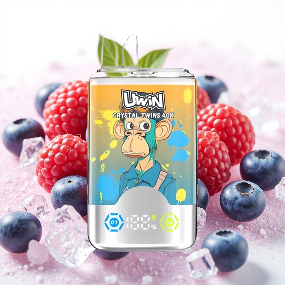 UWIN Crystal Twins 40000 Puffs Blåbær Bringebær Kirsebær Is 32ml