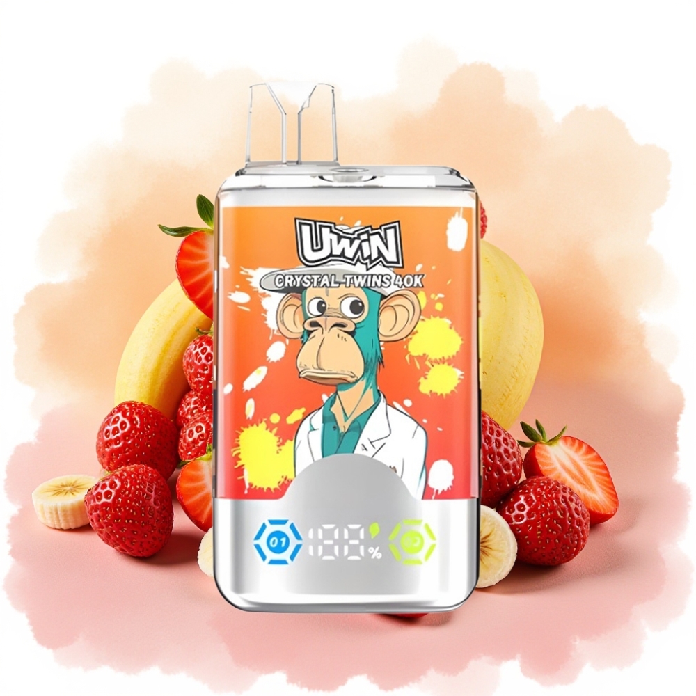 UWIN Crystal Twins 40000 Puffs Jordbær Banan Kjærlighet 66 32ml 850mAh