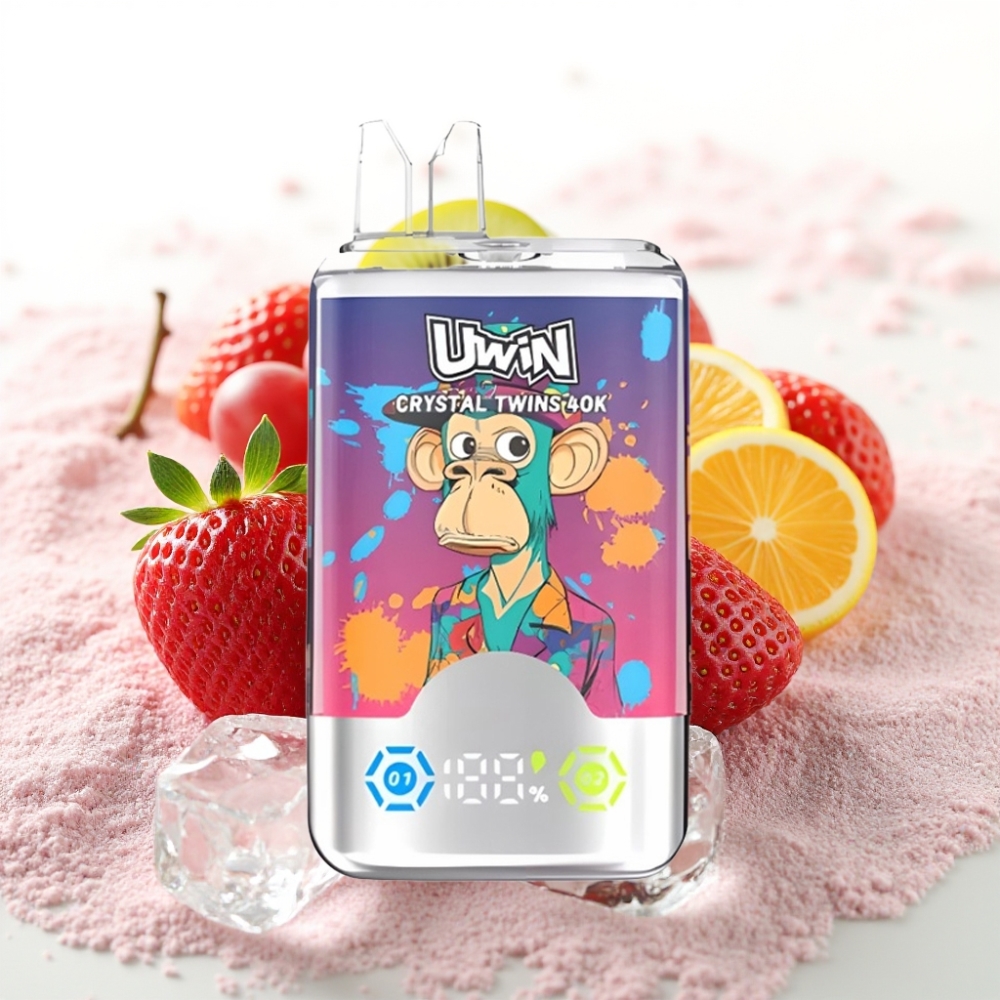 UWIN Crystal Twins 40000 Puffs Jordbær Kiwi Drue Is 0.6 Ohm