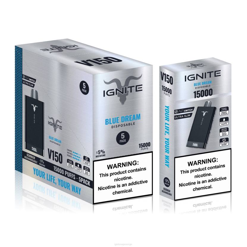 IGNITE V150 vape penn 5-pakning grønt eple 46F685 IGNITE vape price