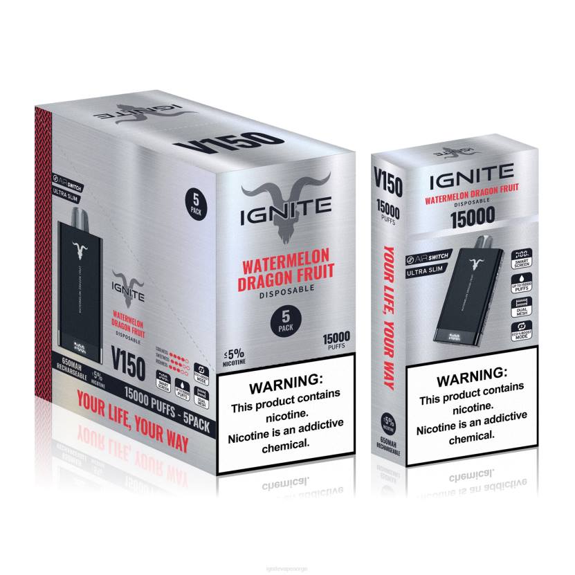 IGNITE V150 vape penn 5-pakning iskald mynte 46F686 IGNITE vape shop