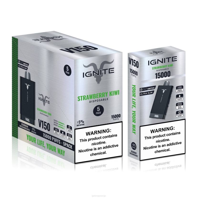 IGNITE V150 vape penn 5-pakning iskald mynte 46F686 IGNITE vape shop
