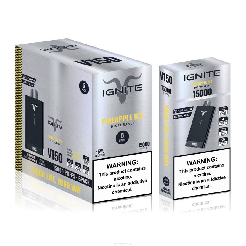 IGNITE V150 vape penn 5-pakning jordbær eple vannmelon 46F691 IGNITE norge