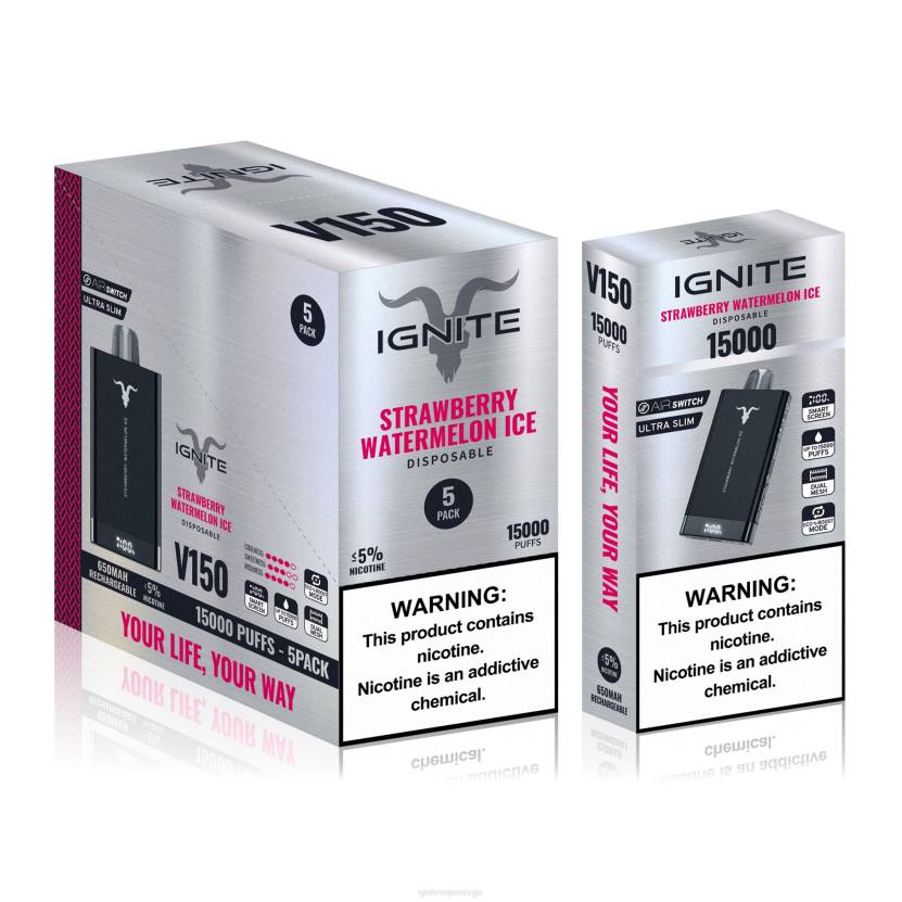 IGNITE V150 vape penn 5-pakning syrlig bringebær 46F690 IGNITE vape online
