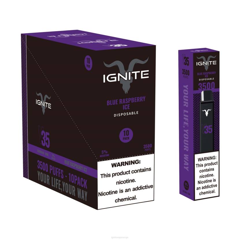 IGNITE V35 vape penn 10-pakning bringebær limonade 46F6125 IGNITE vape price
