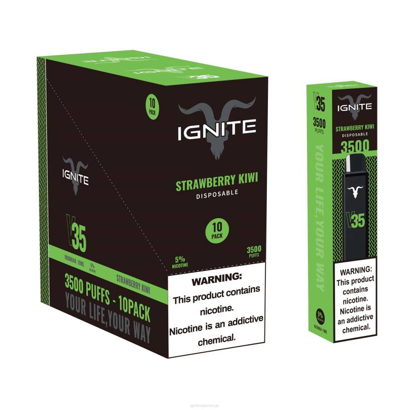 IGNITE V35 vape penn 10-pakning jordbær kiwi 46F6127 IGNITE vape disposable