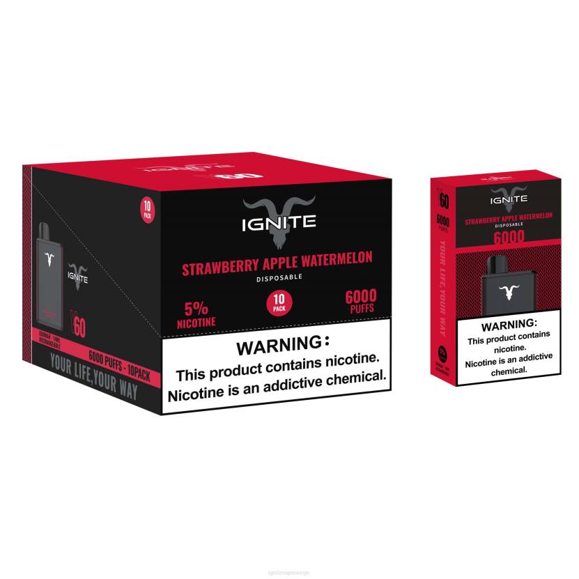 IGNITE V60 vape penn 10-pakning blå bringebæris 46F615 IGNITE vape price
