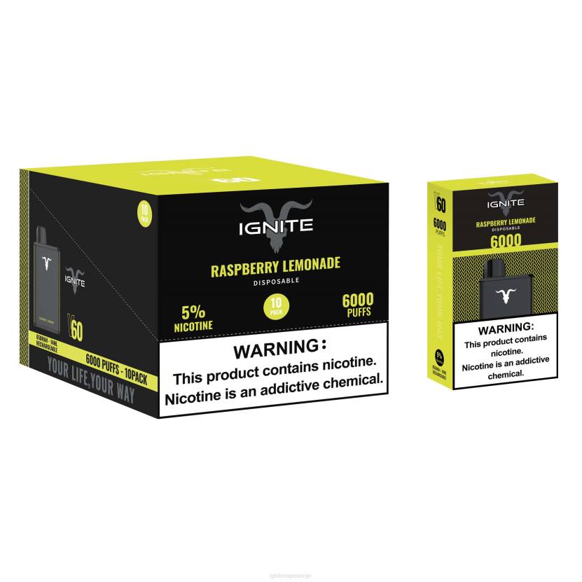 IGNITE V60 vape penn 10-pakning blå bringebæris 46F615 IGNITE vape price