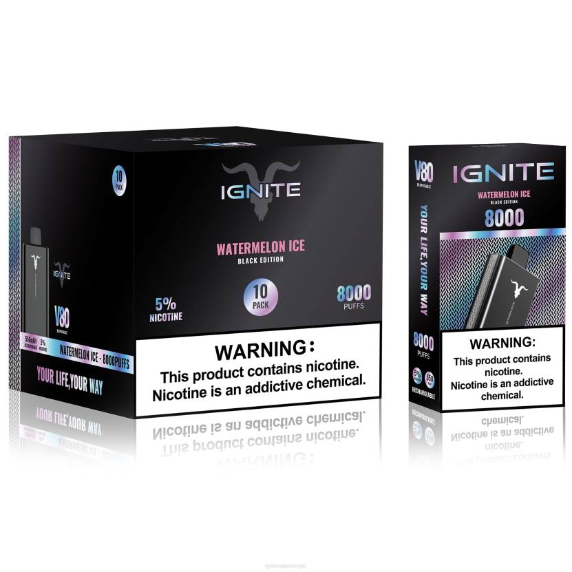 IGNITE V80 vape penn 10-pakning pasjonsfrukt sur kiwi 46F662 IGNITE vape norge